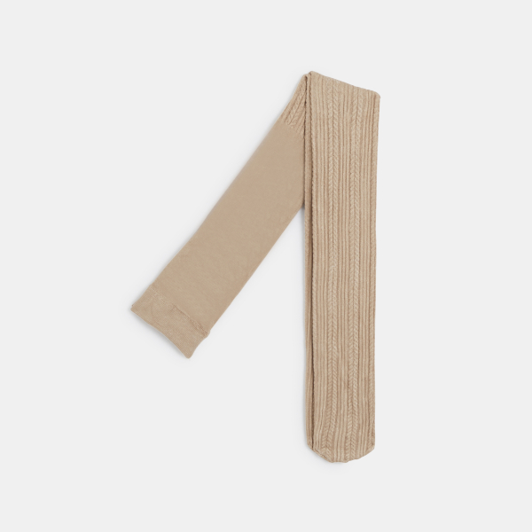 جوارب طويلة مع جدائل من النيلون بلون اللبيج للفتيات